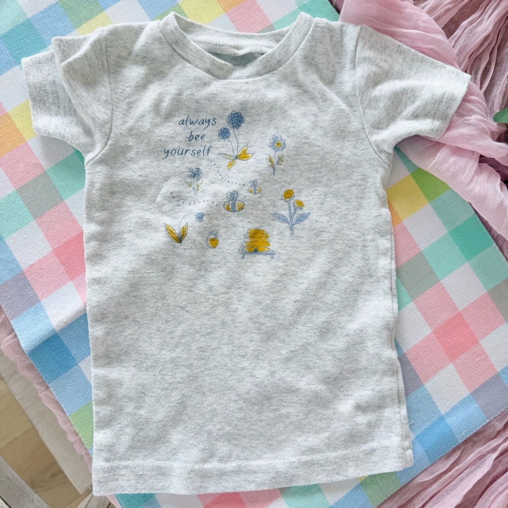 Carter’s Baby Girls 18M Pajama Shirt Always Bee Yourself Bee Floral Gray